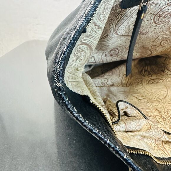 Sorial Womens Large Black Saffiano Leather Satchel Tote Black Double Handles - Picture 12 of 15